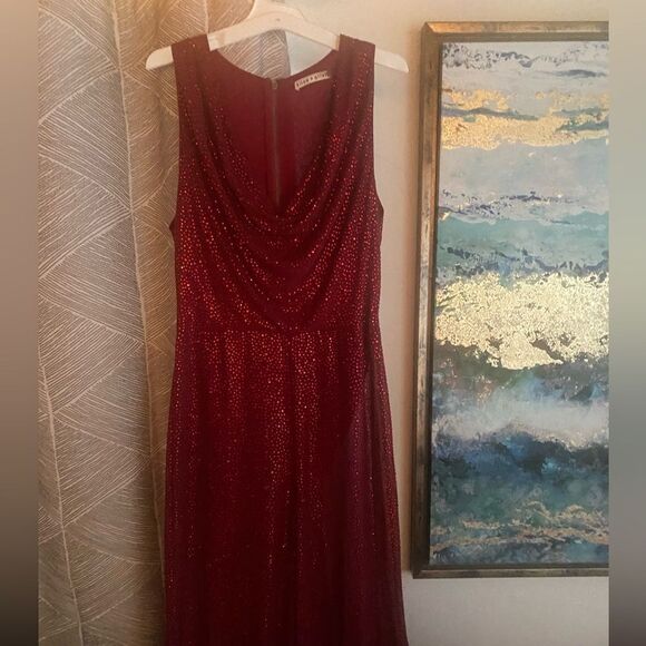 Alice + Olivia  jumpsuit Womens Size 6 Red Wine Sleeveless Pants Straight - Picture 5 of 16